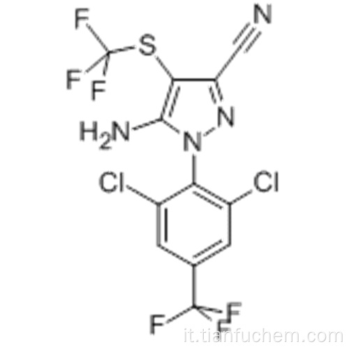 1H-pirazolo-3-carbonitrile, 5-ammino-1- [2,6-dicloro-4- (trifluorometil) fenil] -4 - [(trifluorometil) tio] - CAS 120067-83-6